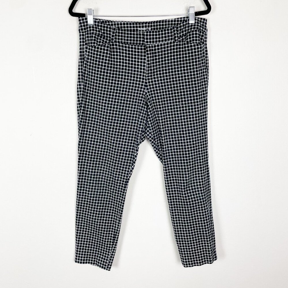Old Navy Womans 12 Black and White Window Pane Plaid Career Pixie Pants Workwear